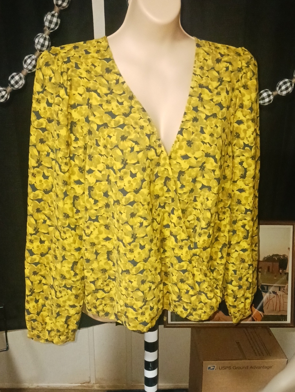 a new day Yellow Floral V-Neck Blouse